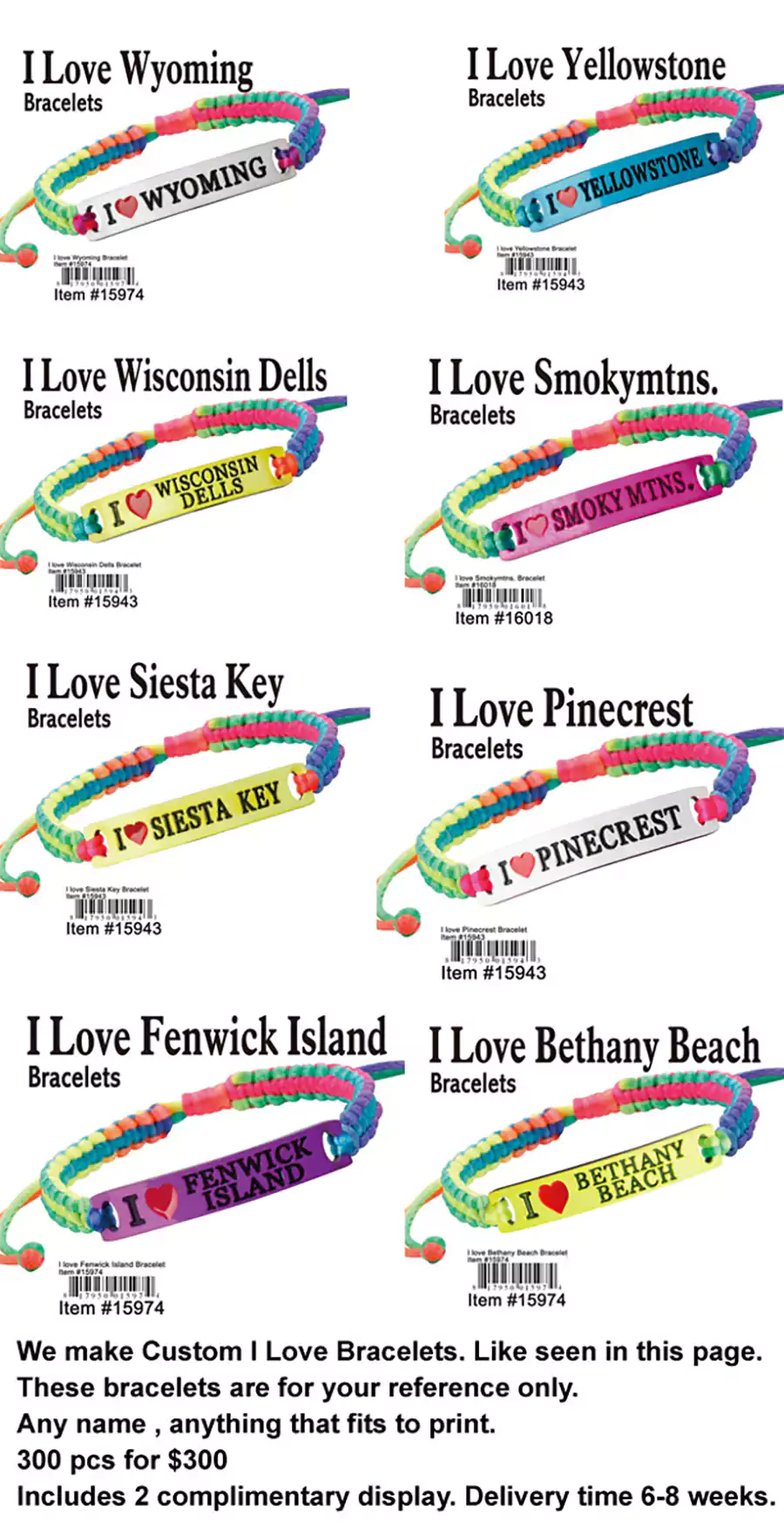 I Love Bracelets per Order Basis